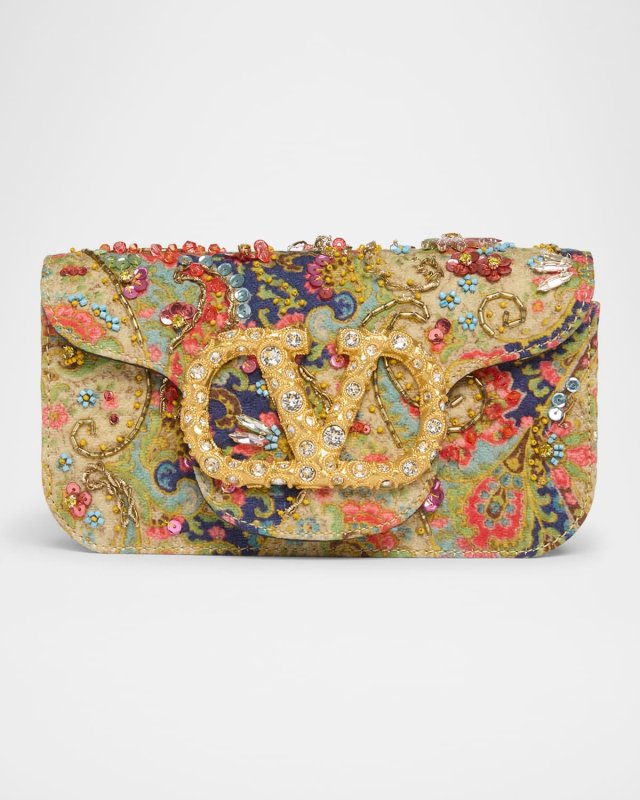 Loco Small VLOGO Paisley Embellished Shoulder Bag